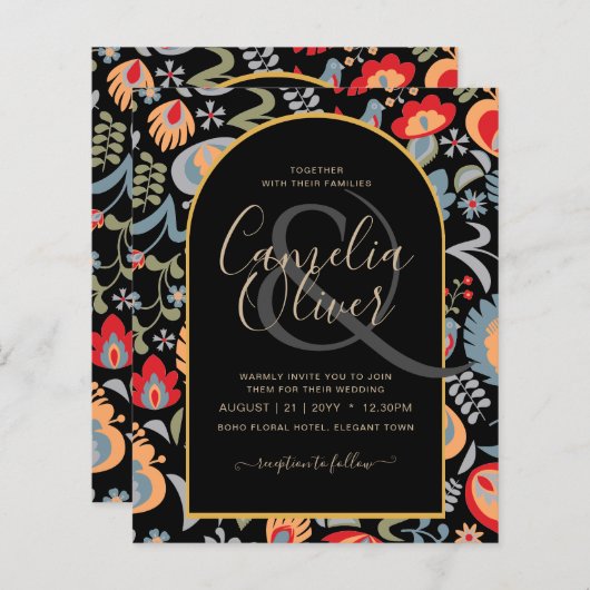 uitnodiging van het volk bilingüe de boda de flore (Voorkant / Achterkant)