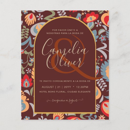 uitnodiging van het volk bilingüe de boda de flore flyer (Achterkant)