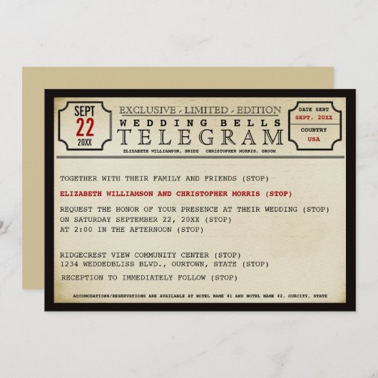  Uitnodiging van het Weddenschap van de Stijl van  (Voorkant / Achterkant)