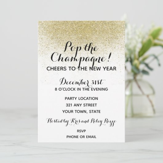 Uitnodiging van het zwarte en goudnieuwjaar (Staand voorkant)