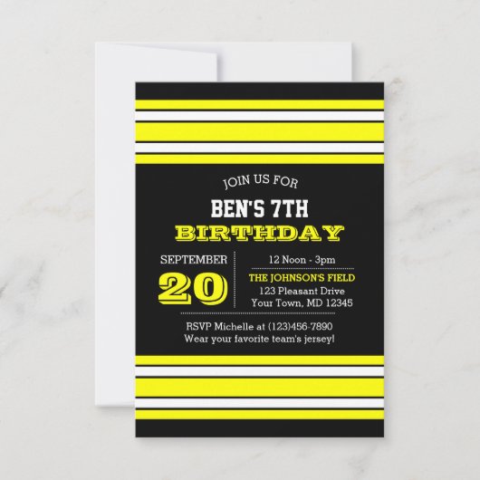 Uitnodiging van het zwarte en goudteam (Voorkant)