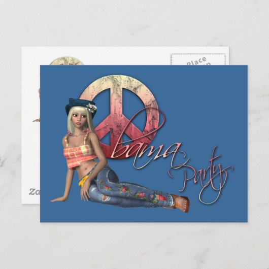 Uitnodiging van Hippie Obama Party (Voorkant / Achterkant)