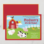 Uitnodiging van hobbydieren / Uitnodiging van Boer (Voorkant / Achterkant)