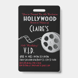 Uitnodiging van Hollywood Party Badge