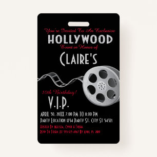 Uitnodiging van Hollywood Party Badge