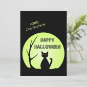 Uitnodiging van Horror Cat Halloween Party (Staand voorkant)