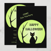 Uitnodiging van Horror Cat Halloween Party (Voorkant / Achterkant)