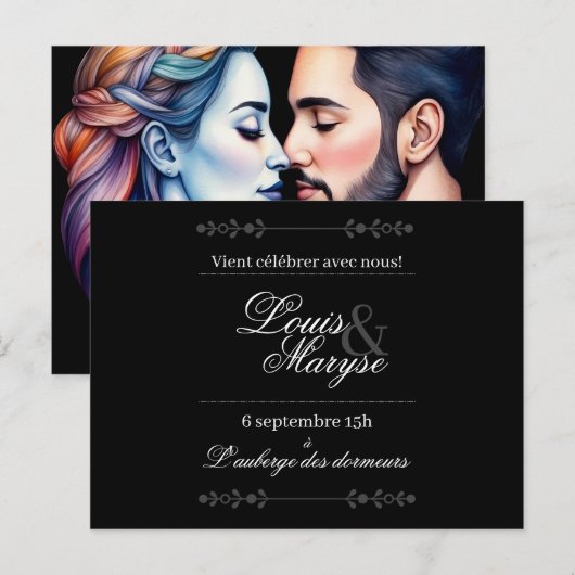 Uitnodiging van huwelijken | Draai Briefkaart (Voorkant / Achterkant)