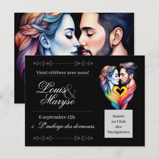 Uitnodiging van huwelijken | Draai Briefkaart (Voorkant / Achterkant)