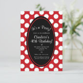 Uitnodiging van individuele Rode Polka-partij (Staand voorkant)