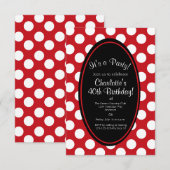 Uitnodiging van individuele Rode Polka-partij (Voorkant / Achterkant)