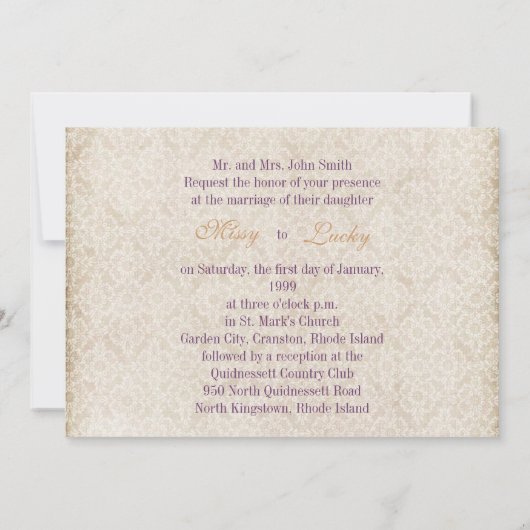 Uitnodiging van Ivory Lace (Achterkant)