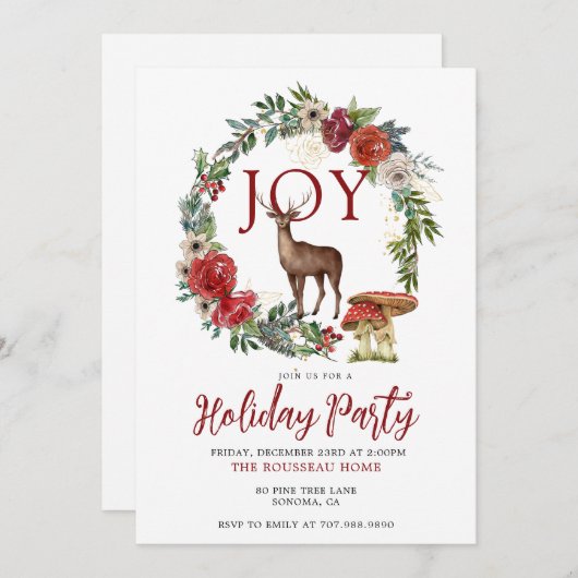 uitnodiging van Joy Woodland Stag Holiday (Voorkant / Achterkant)