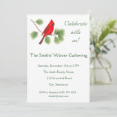 Uitnodiging van kardinaal Bird Art Holiday Party (Staand voorkant)