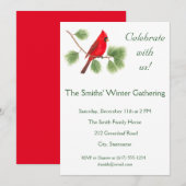 Uitnodiging van kardinaal Bird Art Holiday Party (Voorkant / Achterkant)