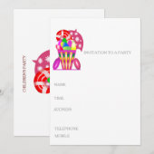 Uitnodiging van kinderen aan een Birthday Party (Voorkant / Achterkant)