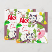 Uitnodiging van kinderen om de eerste verjaardag t (Voorkant / Achterkant)