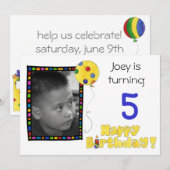 Uitnodiging van kinderen op Birthday (Voorkant / Achterkant)