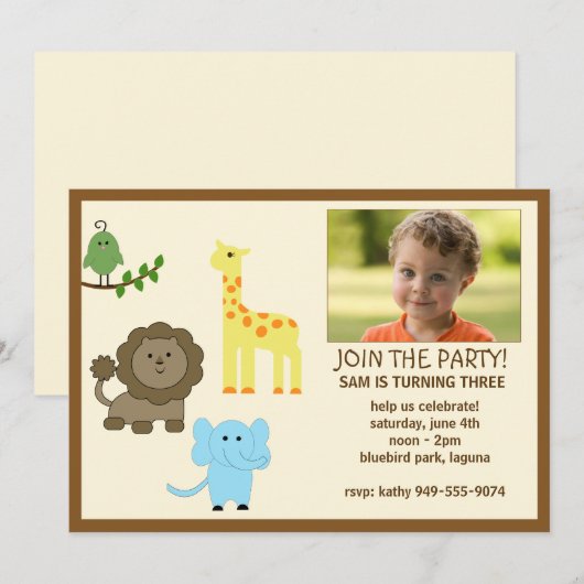 Uitnodiging van kinderen op Birthday (Voorkant / Achterkant)