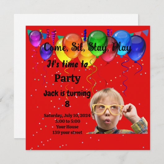 Uitnodiging van kinderen op Birthday (Voorkant / Achterkant)