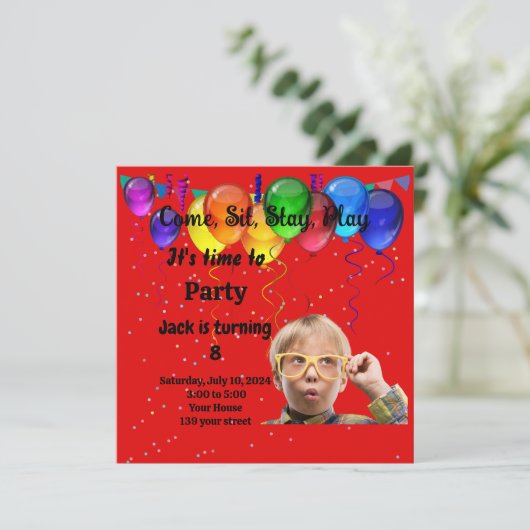 Uitnodiging van kinderen op Birthday (Staand voorkant)