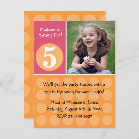 Uitnodiging van kinderen op Birthday (Voorkant / Achterkant)