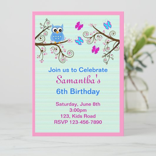 Uitnodiging van kinderen op Birthday (Staand voorkant)