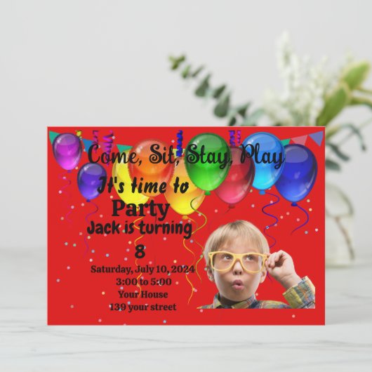 Uitnodiging van kinderen op Birthday (Staand voorkant)