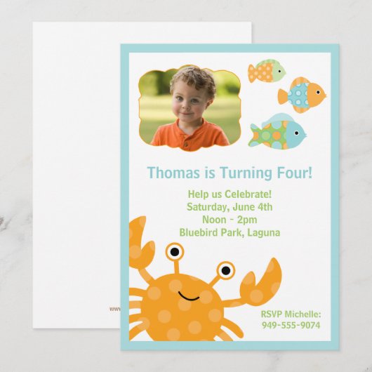 Uitnodiging van kinderen op Birthday (Voorkant / Achterkant)