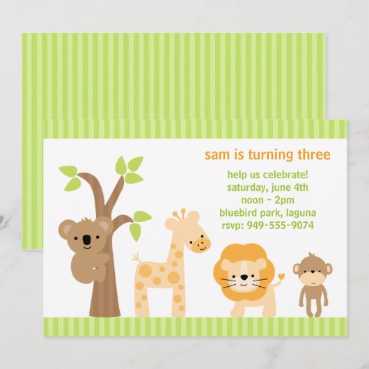 Uitnodiging van kinderen op Birthday (Voorkant / Achterkant)