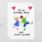 Uitnodiging van kinderen op Birthday (Voorkant / Achterkant)