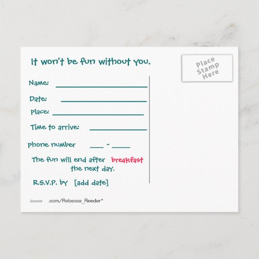 Uitnodiging van kinderslappers (Achterkant)