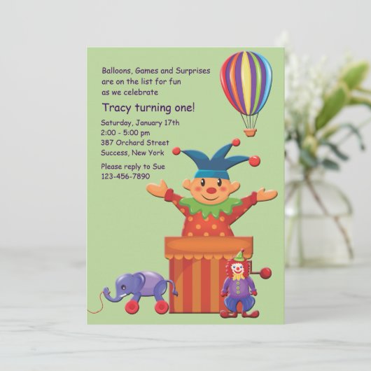 Uitnodiging van kinderspeelgoed (Staand voorkant)