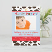 Uitnodiging van kleine Cowboy Party (Staand voorkant)