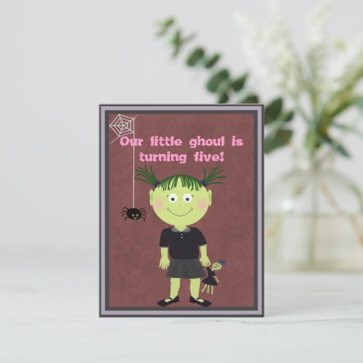 Uitnodiging van kleine Ghoul Party (Staand voorkant)