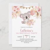 uitnodiging van Koala en Pampas Grass om de verjaa (Voorkant)