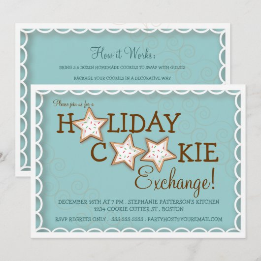Uitnodiging van koekjeskoekjeskoekjes voor de uitw (Voorkant / Achterkant)