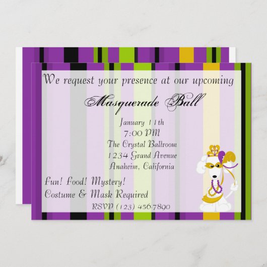 Uitnodiging van koningin Mardi Gras (Voorkant / Achterkant)