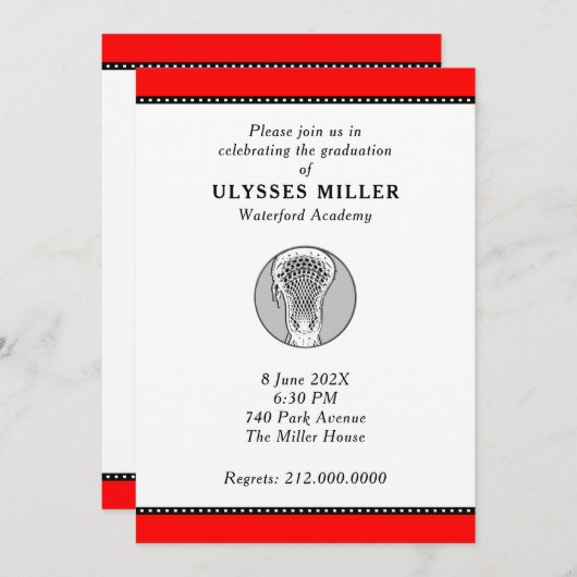 Uitnodiging van Lacrosse Graduse Party (Voorkant / Achterkant)