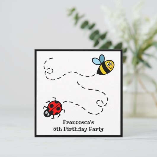 Uitnodiging van Ladybird en Bumblebee (Staand voorkant)