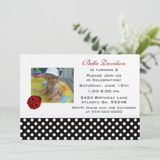 Uitnodiging van Ladybug Party (Staand voorkant)