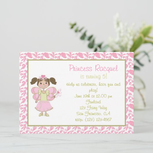 Uitnodiging van Latina Fairy Princess (Staand voorkant)
