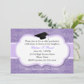 Uitnodiging van Lavender Damask Graduation Party (Staand voorkant)