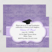 Uitnodiging van Lavender Damask Graduation Party (Voorkant / Achterkant)