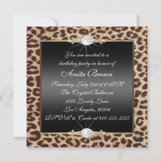 uitnodiging van Leopard Birthday Party (Achterkant)