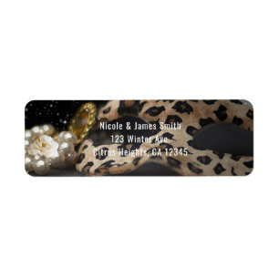 Uitnodiging van Leopard Masquerade Mask & Pearls P Etiket