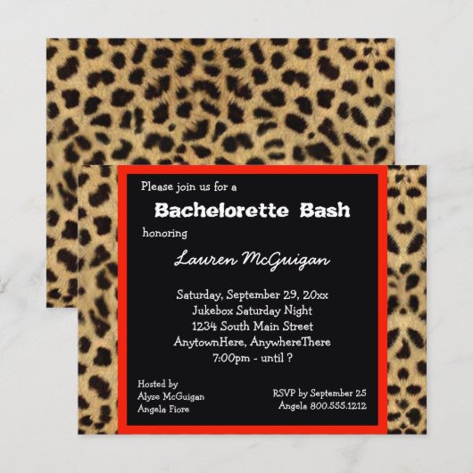 Uitnodiging van Leopard Print Party (Voorkant / Achterkant)