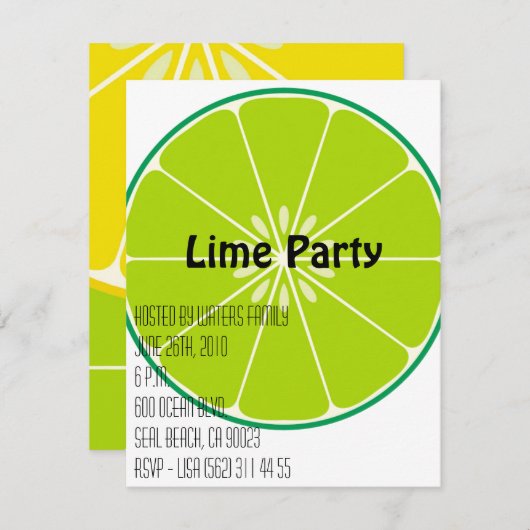 Uitnodiging van limoen (Voorkant / Achterkant)