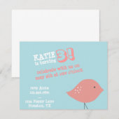 Uitnodiging van Little Bird Birthday Party (Voorkant / Achterkant)