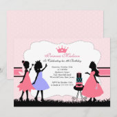 uitnodiging van Little Princess Birthday Party (Voorkant / Achterkant)